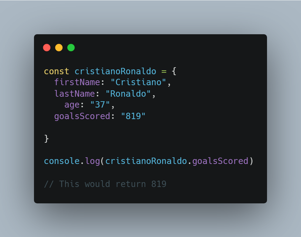an example of a JavaScript object